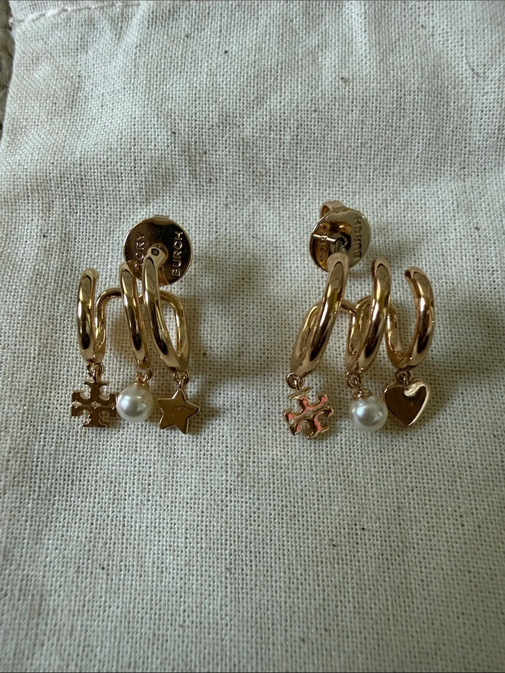 Gold Pearl & Charm Hoop Earring Set - Women Jewelry